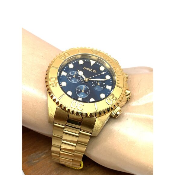Invicta Men's Watch 36974 Pro Diver Quartz Chronograph Gold Steel Blue Dial 47mm - Picture 5 of 14